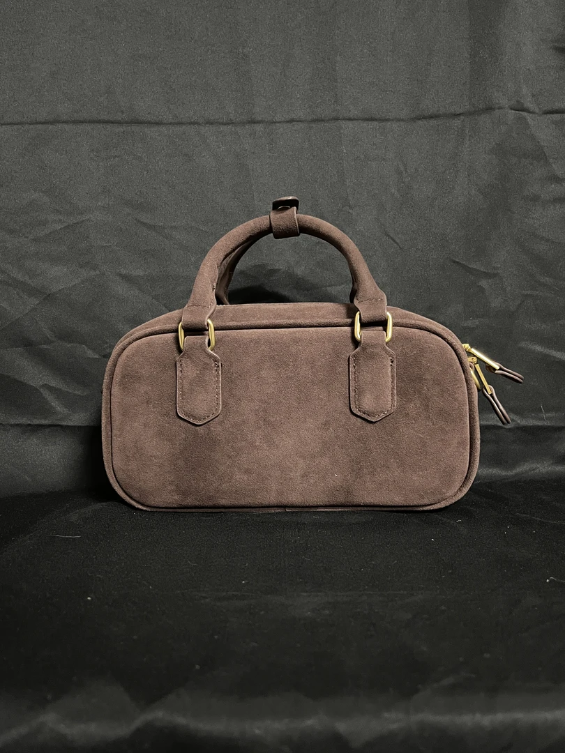 LQ-WITH-QUEEN真皮女包保龄球棕色-麂