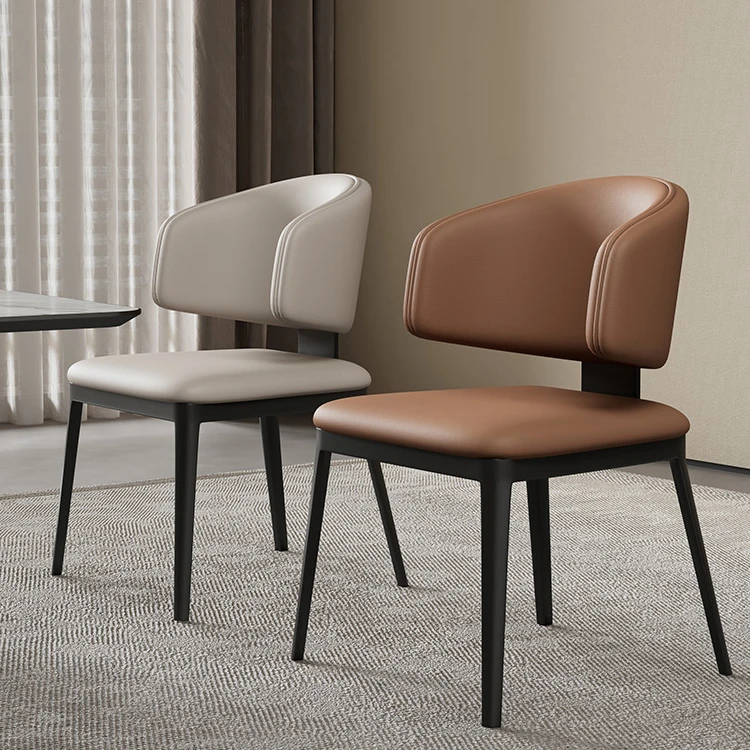 意式极简餐椅轻奢椅子家用靠背椅简约现代餐桌椅软包咖啡厅休闲椅