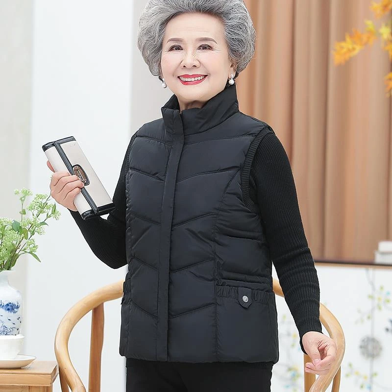 恒源祥彩羊奶奶棉服马甲中老年人背心女外穿加厚妈妈秋冬棉衣