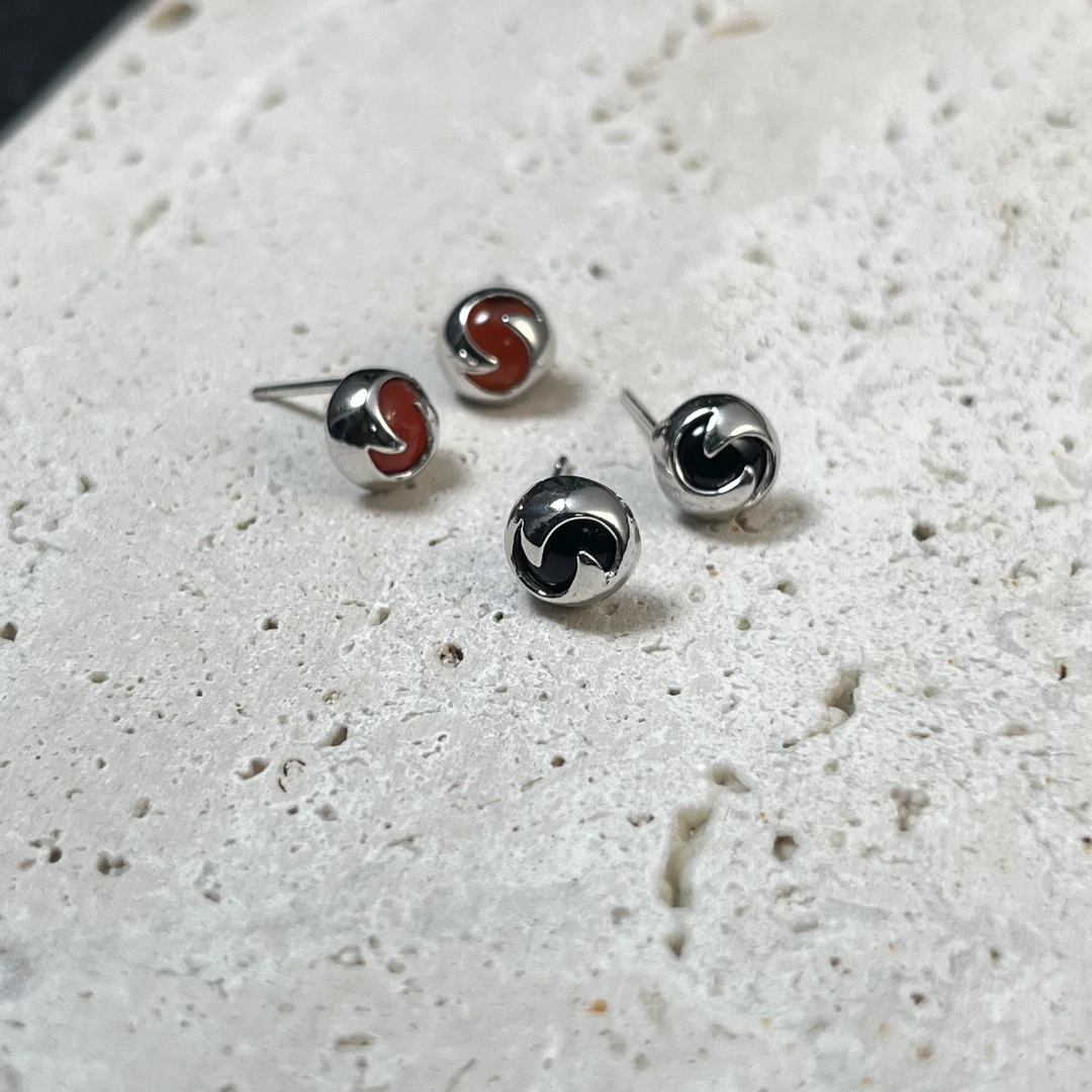 925银耳饰 双色选小八卦阵耳钉 Y3172 轻奢气质简约