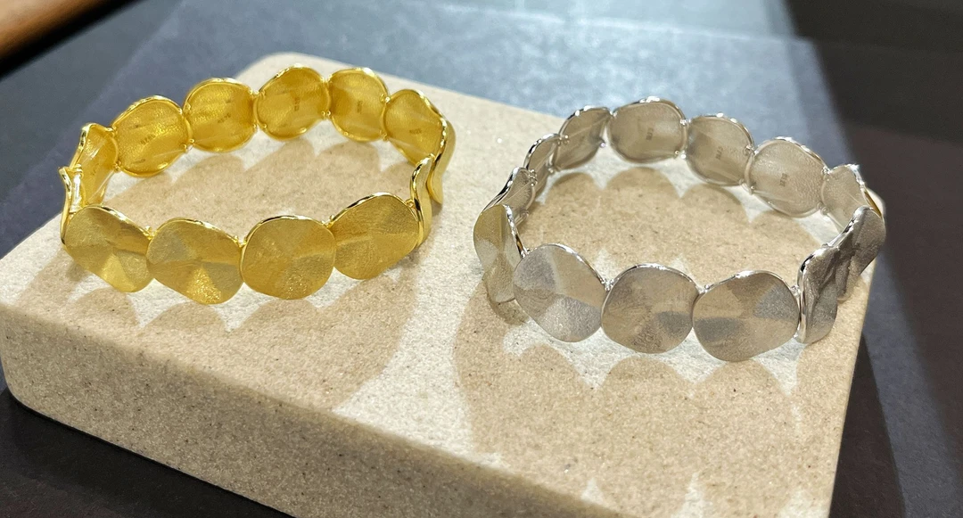 925银手链 磨砂拉丝肌理圆片串联手环手链 G41769 气质手工