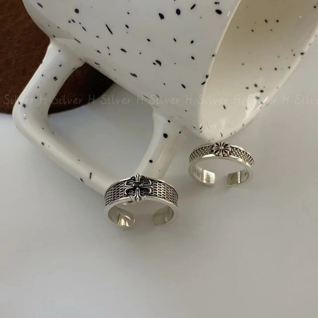 925银戒指 十字架镶锆戒指 Y7382 时尚复古素款