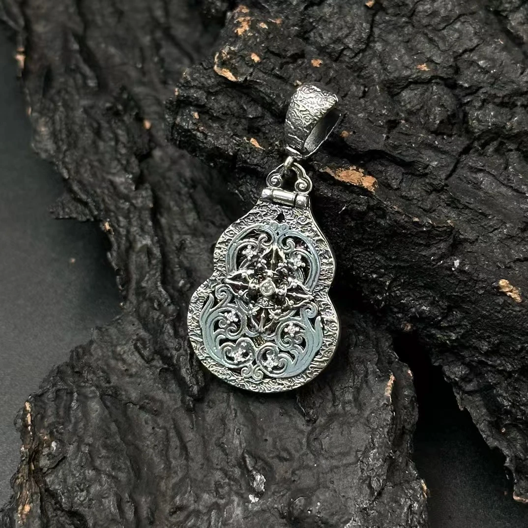 吊坠925银 祥云宝葫芦可打开黄财随意扣(不含链) DY8816 手工百搭