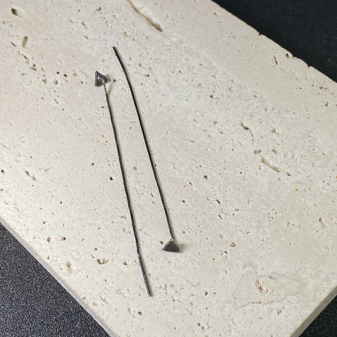 925银耳饰 三角黑色耳线7.5cmY2131时尚潮酷休闲百搭