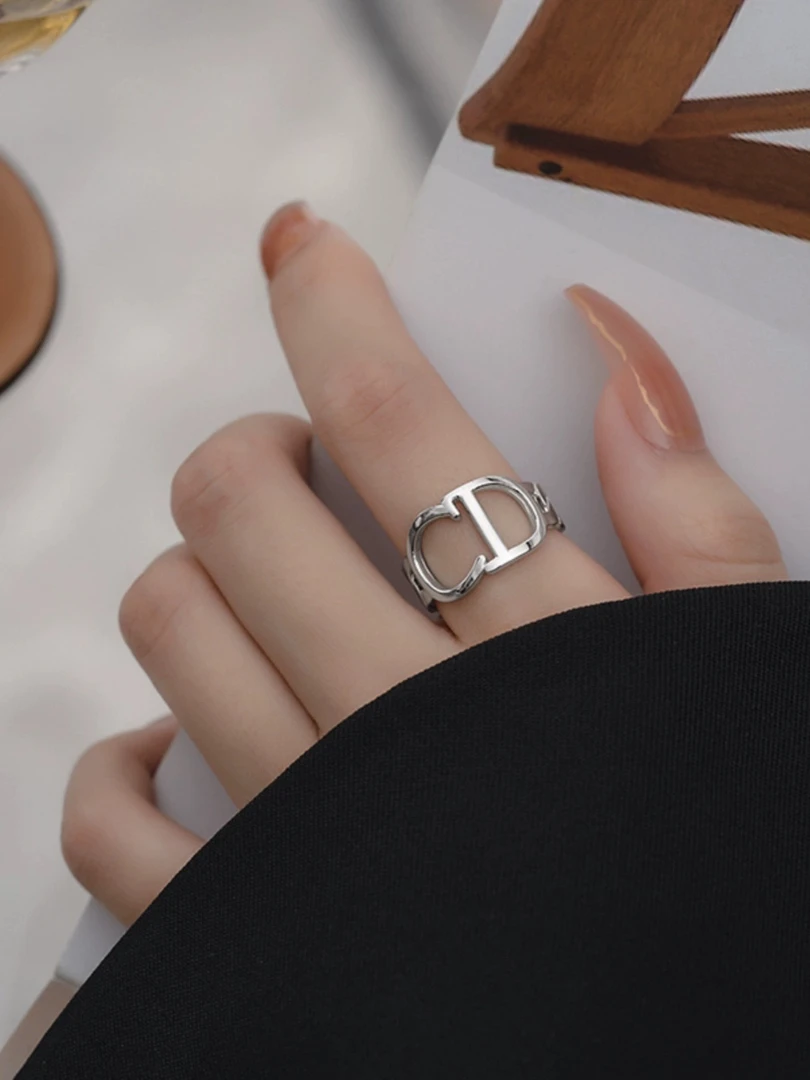 925银戒指 表带编织链条大牌范开口戒指 C9382 简约高级气质