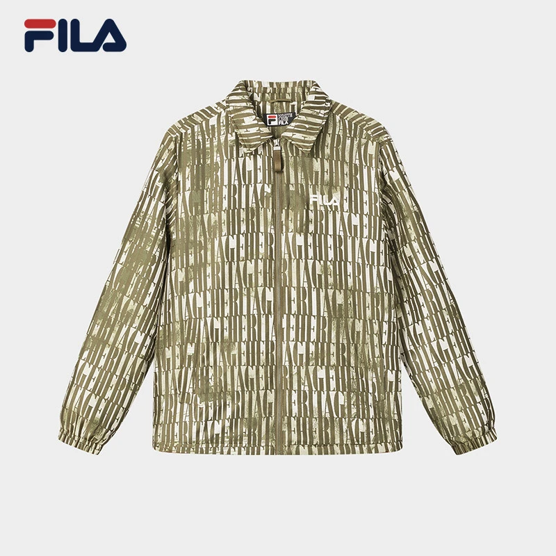 FILA斐乐梭织外套男子2024春季新款时尚满印休闲上衣F11M418707F
