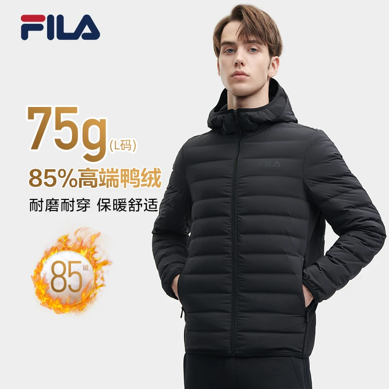 FILA/斐乐轻薄羽绒服男装【鸭绒防风保暖】冬款连帽外套F11M348911F