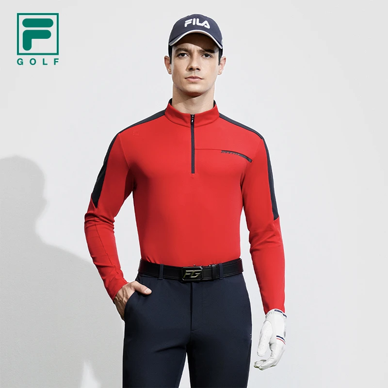 FILA斐乐长袖衣2024龙年新款红色男子时尚高尔夫运动A11M415202F