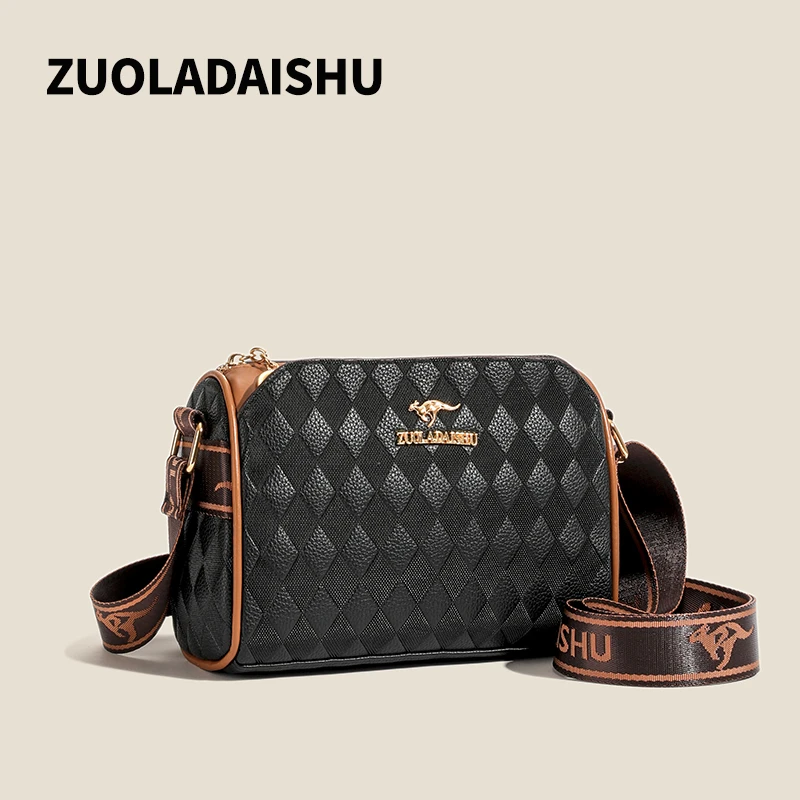 时尚百搭女士经典印花单肩肩包黑色春夏秋冬提花菱格女士包包2024