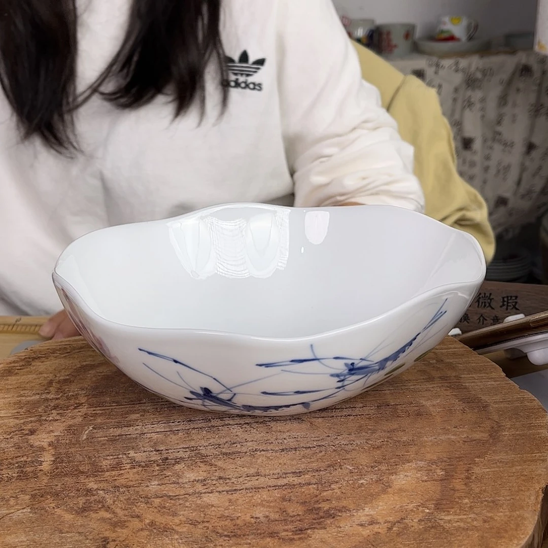碗景德镇手绘陶瓷餐具高温釉下彩碗盘