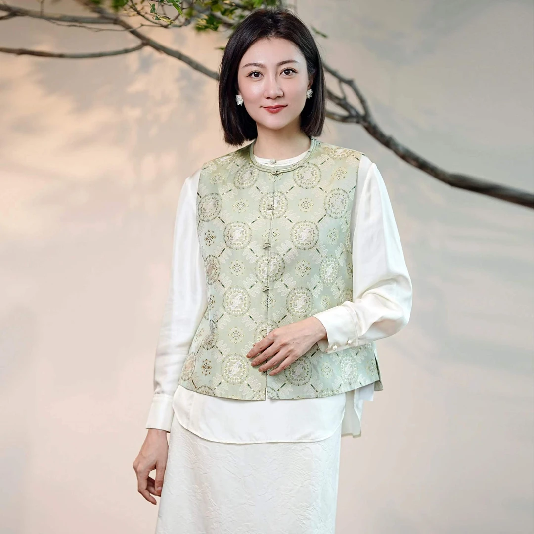 【栖香锦】钱小萍宝相莲花飞天纹锦新中式国风马甲