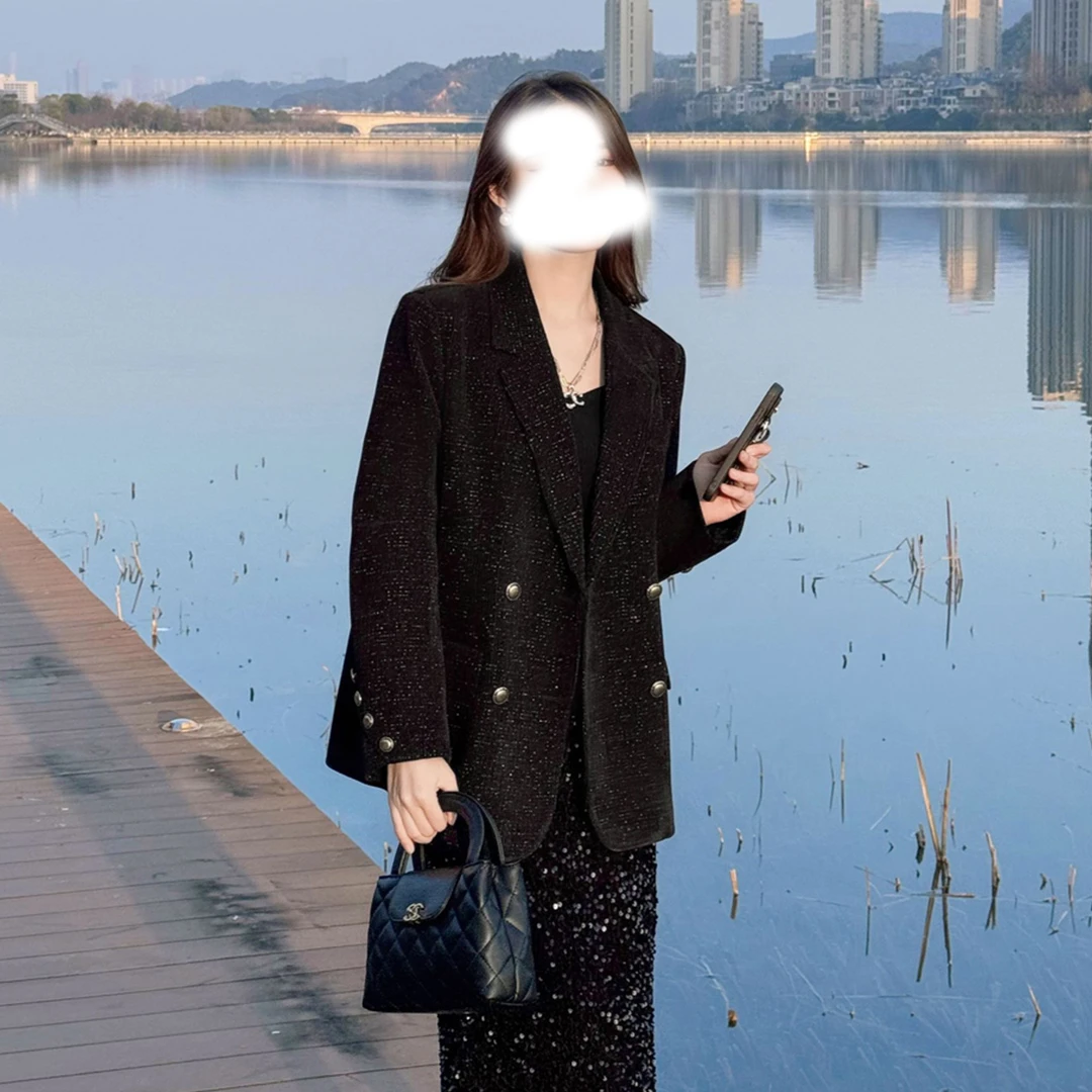 2024年新款秋装小西装外套女高端气质亮闪春秋休息西服女