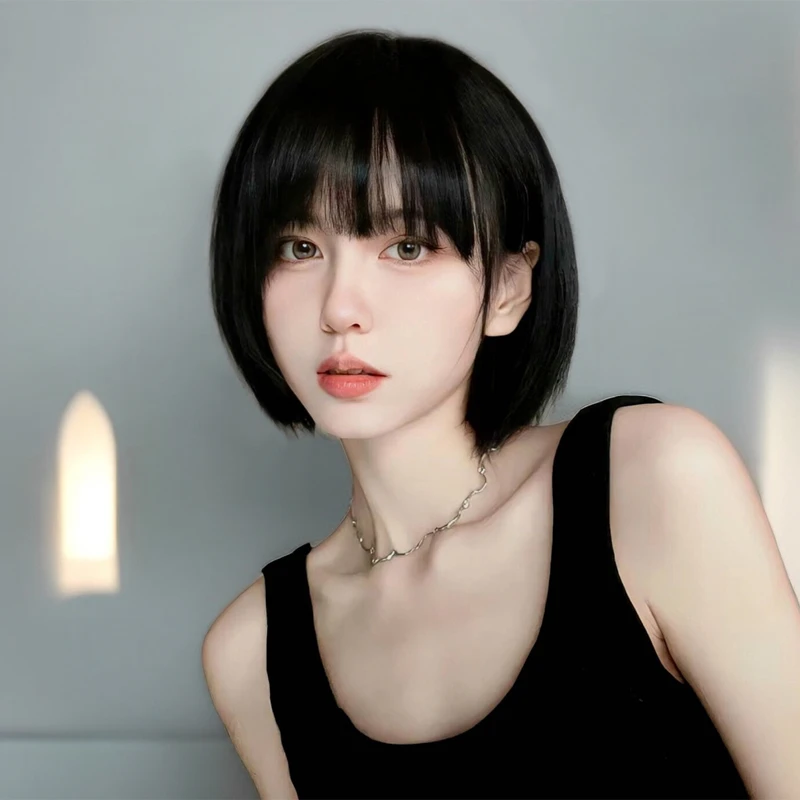 假发女款假发套女士时尚新款自然双递针波波头全真人发丝短发假发