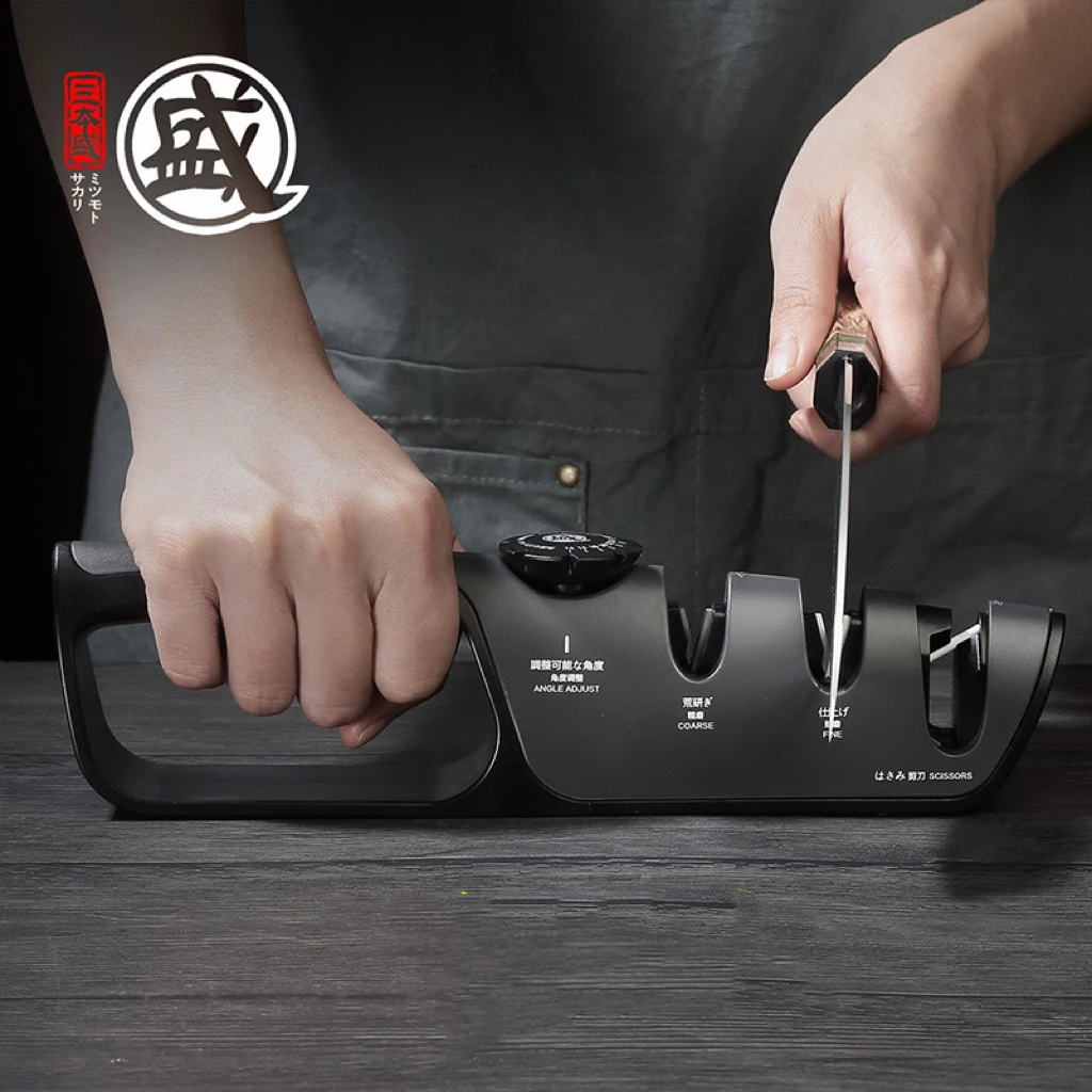 三本盛日本家用快速5秒磨刀神器磨菜刀厨房可调高精度定焦磨刀器