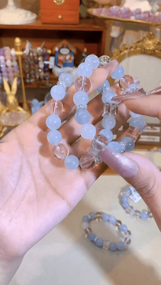 【闪购商品】海蓝宝石手链未镶嵌海蓝宝加白水晶手链1721