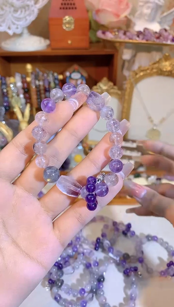 【闪购商品】水晶手链银S925镶嵌超七手链2173