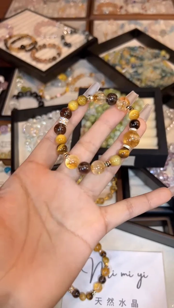 【闪购商品】水晶手链合金黄阿赛手链x552