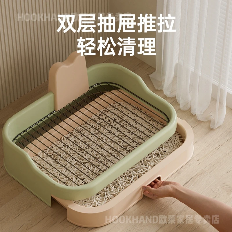 大号方便设计狗厕所高围栏铁网平板式防踩尿溅易清洗特大狗便盆子