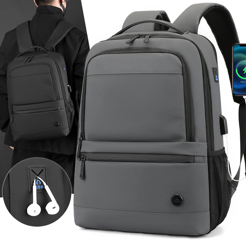 可扩展通勤电脑包笔记本包出差旅行背包男款双肩包男士外出大容量