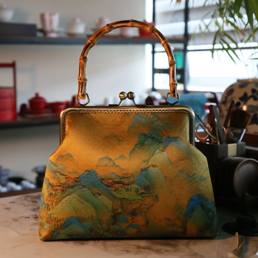 女士气质中国风民族风复古风手作千里江山包