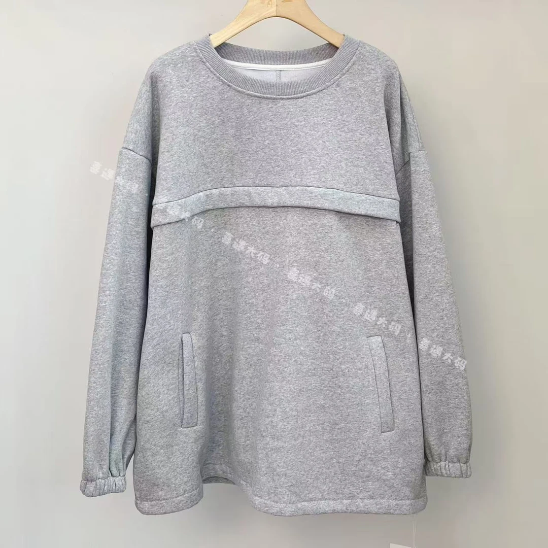 2025早春新款宽松大码慵懒风舒适亲肤百搭保暖设计款简约加绒卫衣