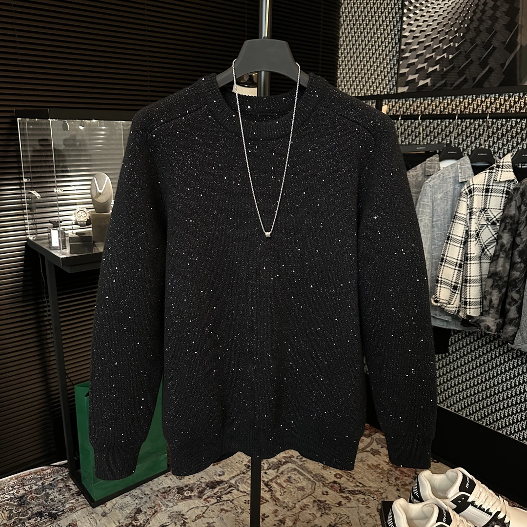 【JCproject】高密重磅800g满天星圆领针织秋冬高街酷帅高级感毛衣