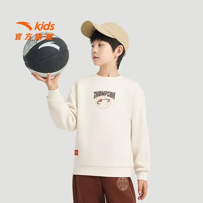 安踏童装运动卫衣秋季学生套头衫字母印花新派简约休闲352441707