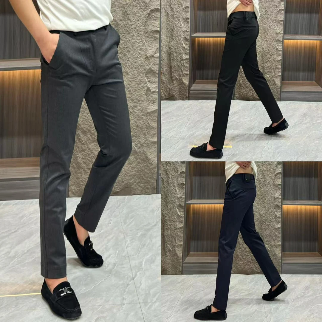 秋季男士百搭休闲裤修身小脚裤商务时尚男装潮流行政九分男士西裤