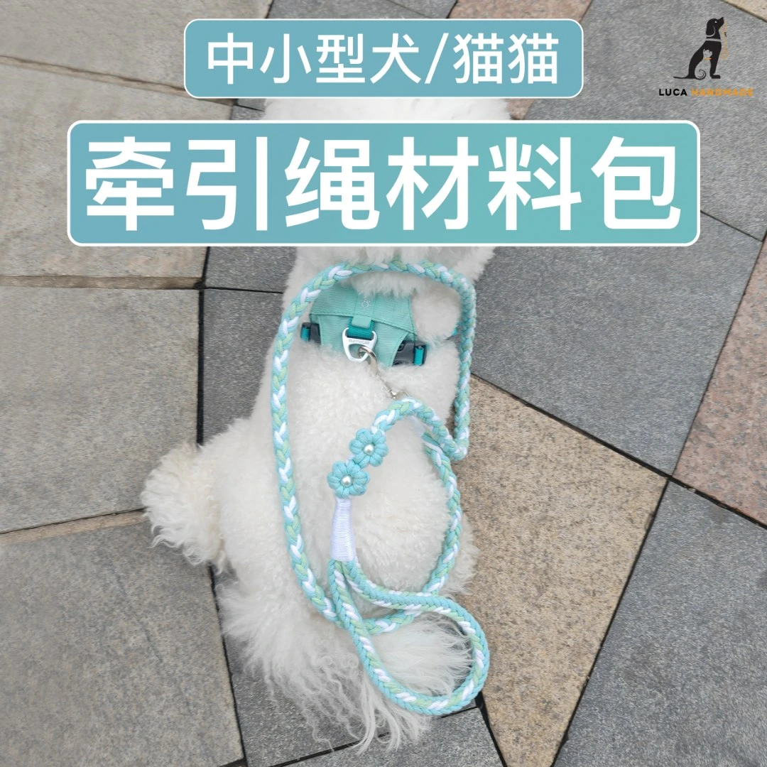 一只卢卡原创设计中小型犬猫猫手工牵引绳材料包（含教程）