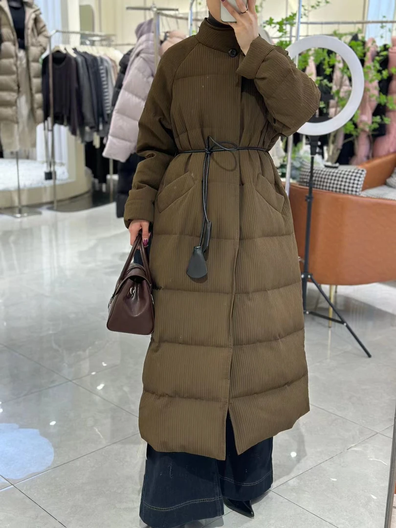 2024新冬款设计感时尚洋气收腰显瘦长款棉服外套