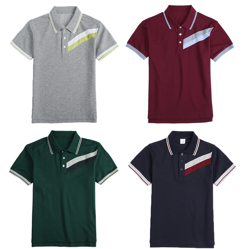 夏季校服短袖藏青色T恤男童女童小学生校服枣红色翻领短袖POLO衫