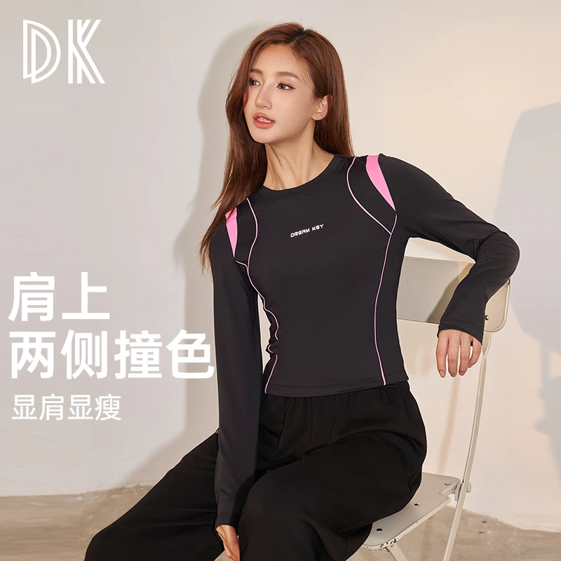 DK【断码清仓-长袖】运动长袖女户外瑜伽服显瘦透上衣健身6137