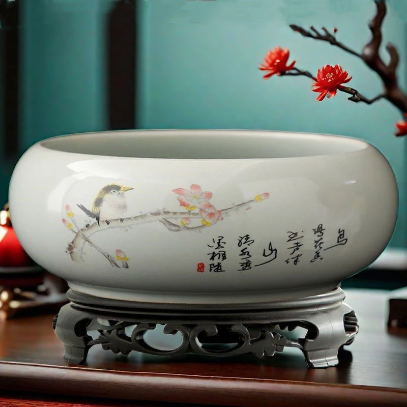 水培花盆陶瓷铜钱草一叶莲碗莲金钱草睡莲水莲花巴西木多肉大号盆
