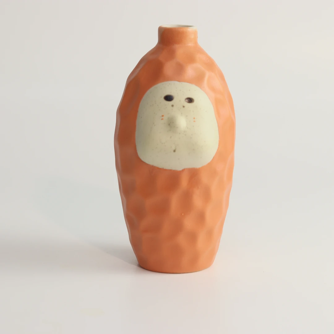 新08136X手捏脸蛋花器 橙