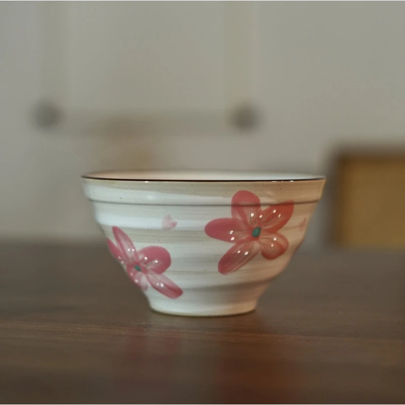新品釉下彩绘花卉小碗(粉)