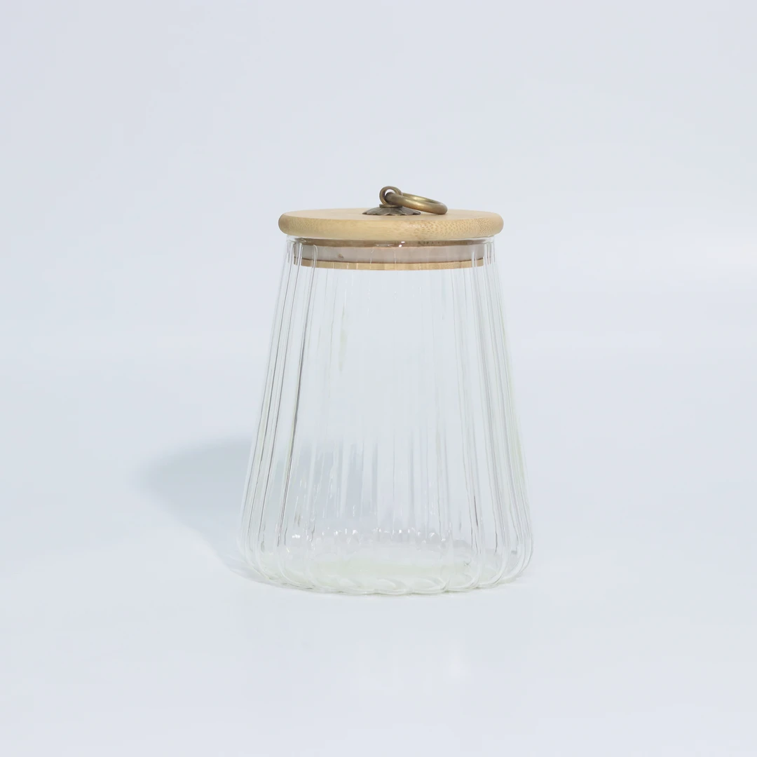 新11071日式大条纹玻璃储物罐