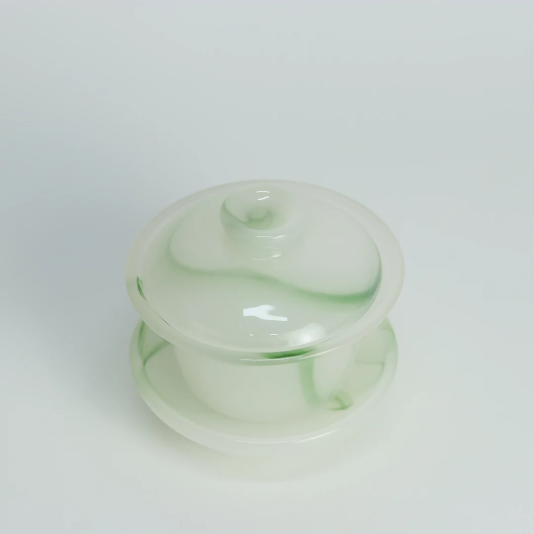 新09024Z白玉瓷盖碗（绿）