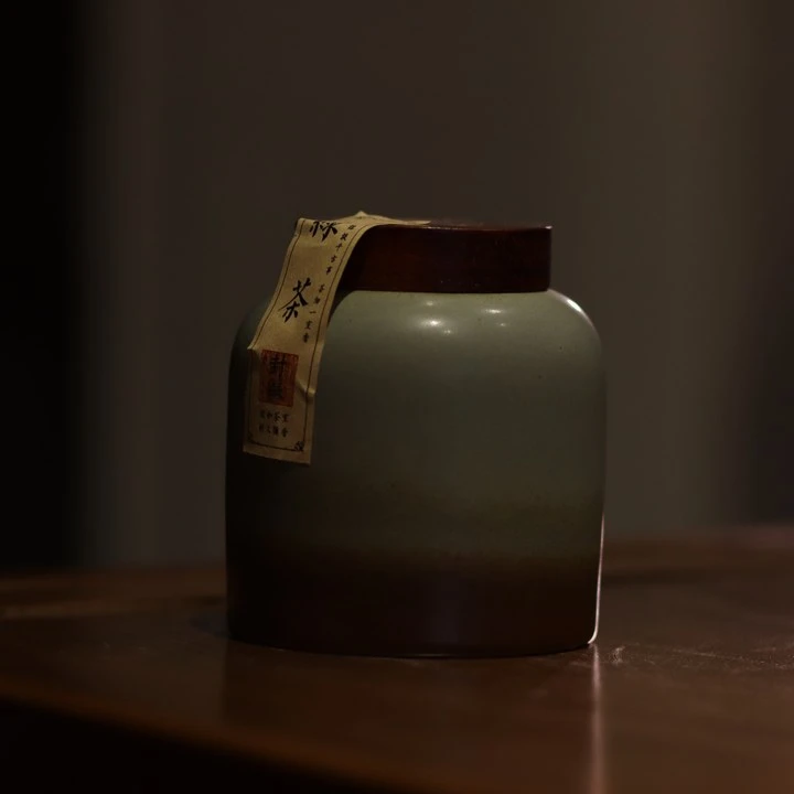 新10116复古陶瓷实木茶叶罐