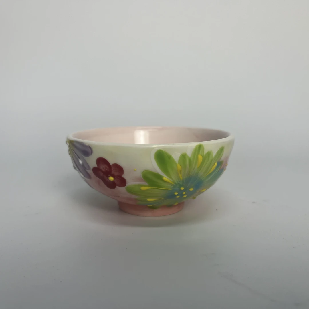 新品！濑户烧 手工手绘粉色花花/主人杯