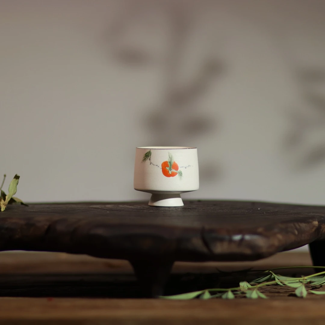 粉引系列·手绘柿子·杯