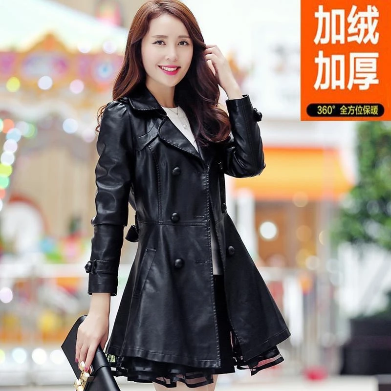 秋冬女士皮夹克外套新款韩版女装2025新款显瘦加绒加厚中长款皮衣