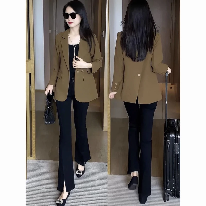 后背开叉小西装外套女2025春秋气质宽松休闲洋气西服外套女装上衣