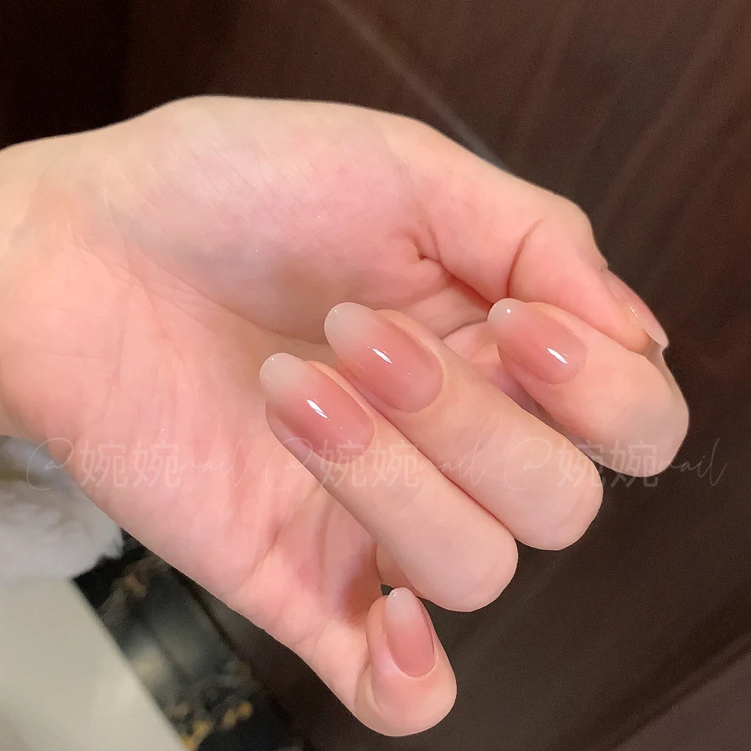 【嬛嬛】手工穿戴甲裸色简约高级华妃巨显白气质百搭透粉美甲穿戴甲