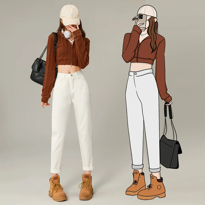 秋季爆款直筒2024新款牛仔裤显瘦白色百搭弹力紧身微喇叭复古宽松