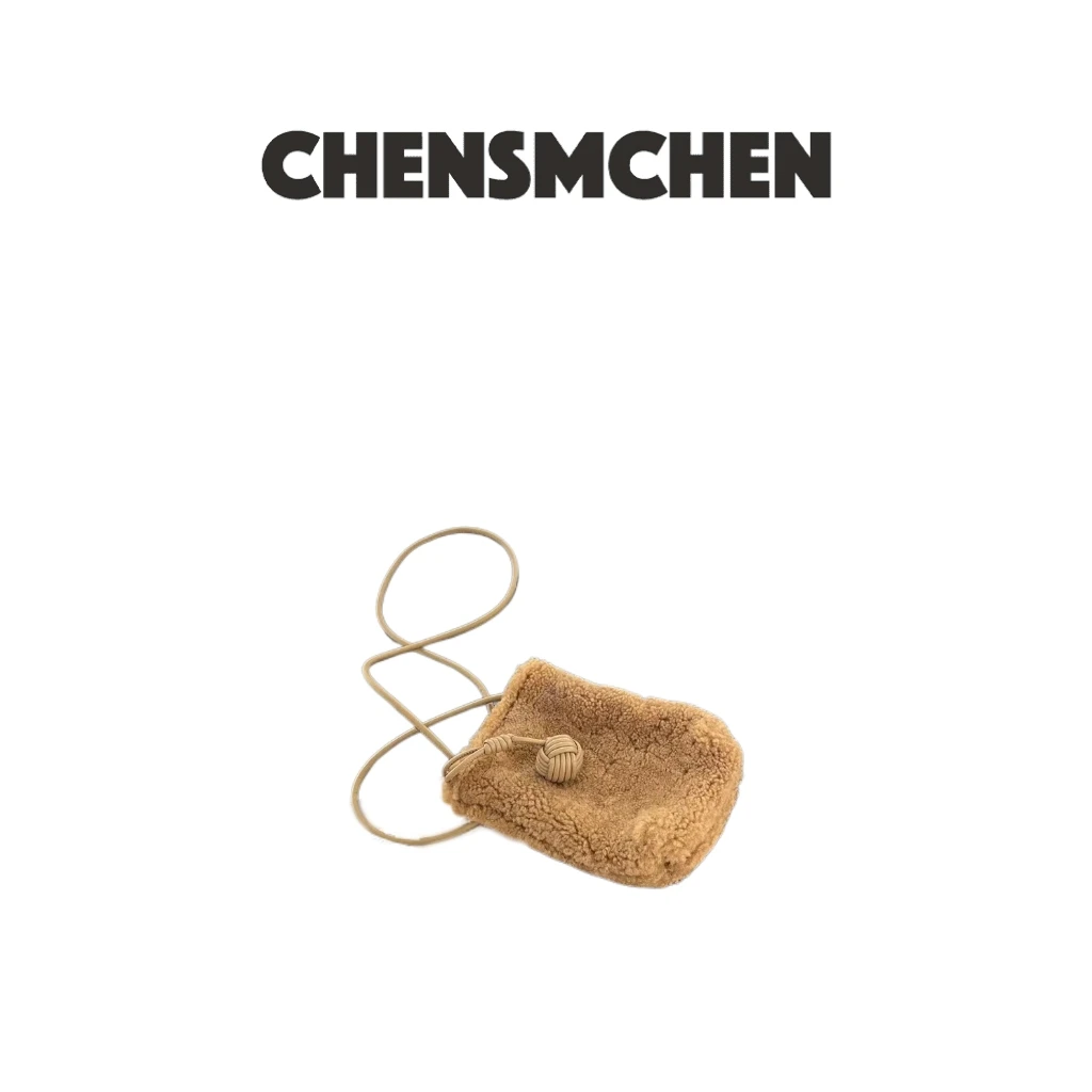 CHENSMCHEN 秋冬羊羔毛迷你简约竖款斜挎小包