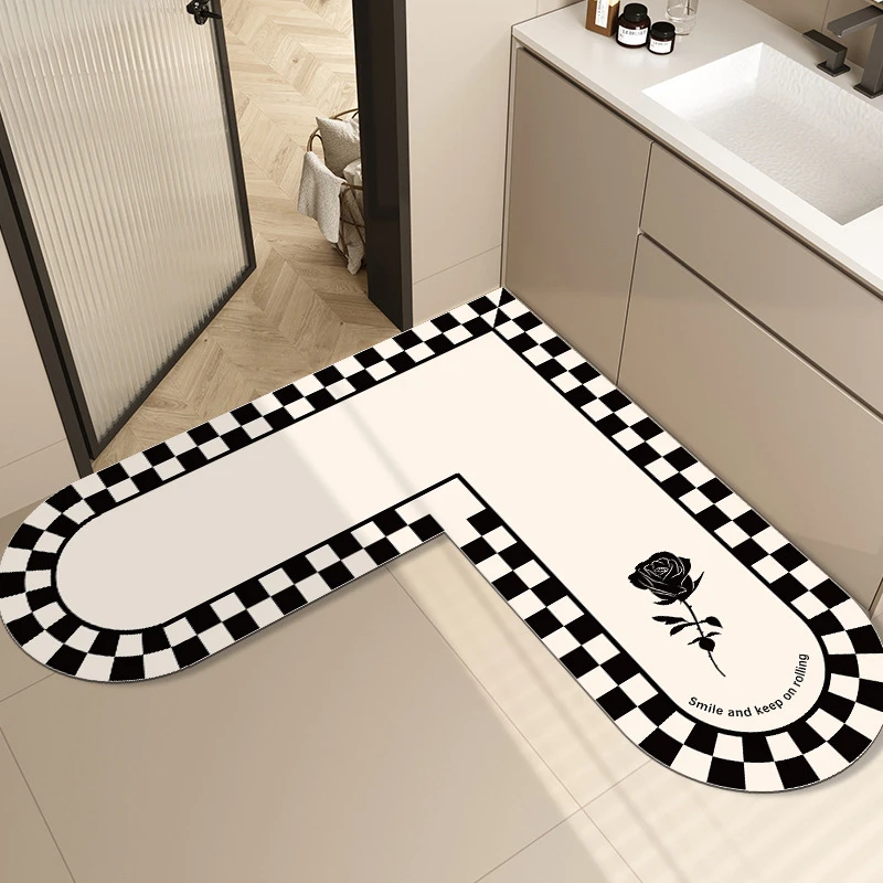 卫生间门口洗脸池专用吸水垫转角防滑地垫L型干区2025新款地毯