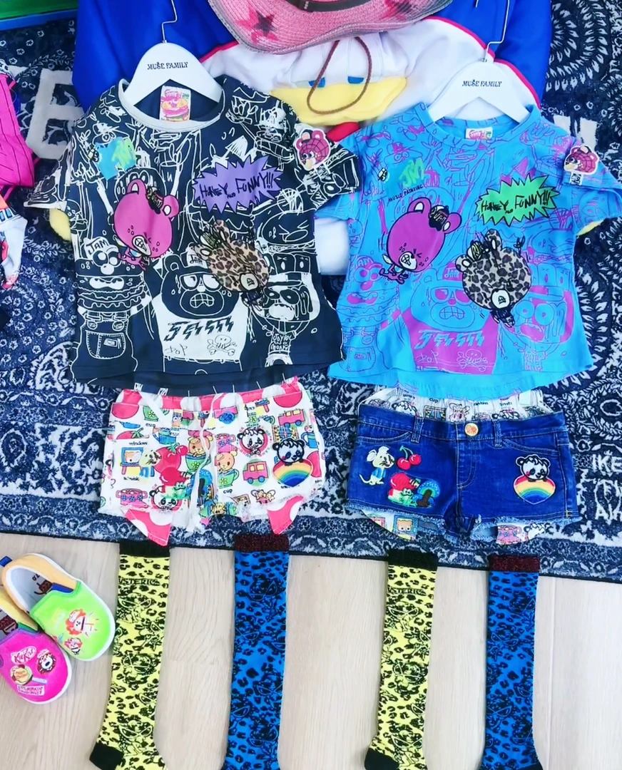 TOMATO家 日系潮牌童装 JAM涂鸦小熊短袖T恤儿童