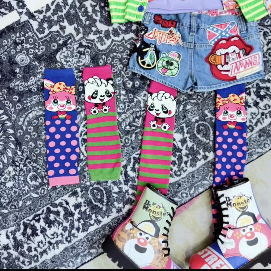 TOMATO家 日系潮牌童装   JAM熊猫兔子AB款高筒袜  袜套