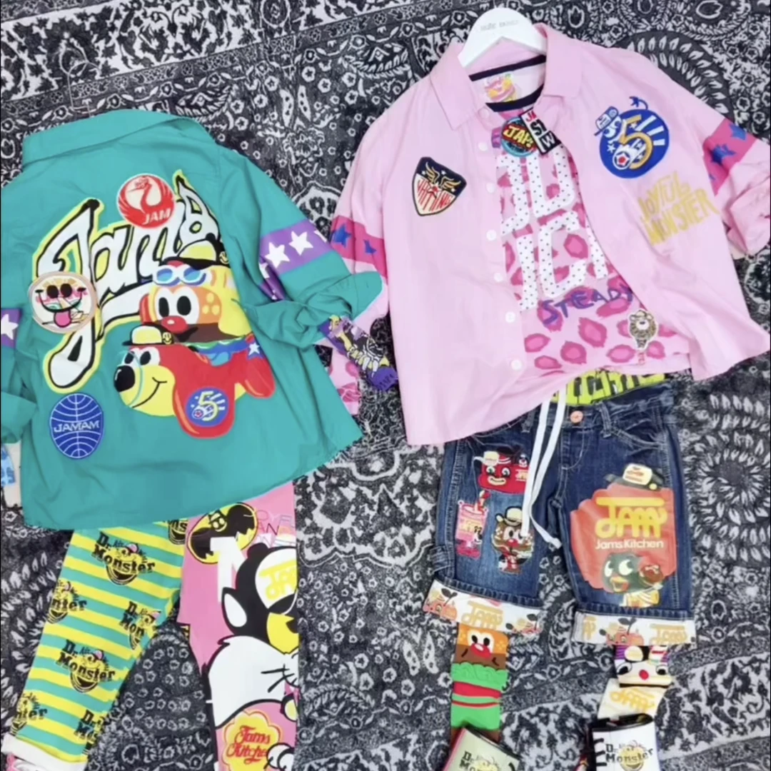 TOMATO家 日系潮牌童装  重工贴布飞机汉堡衬衫