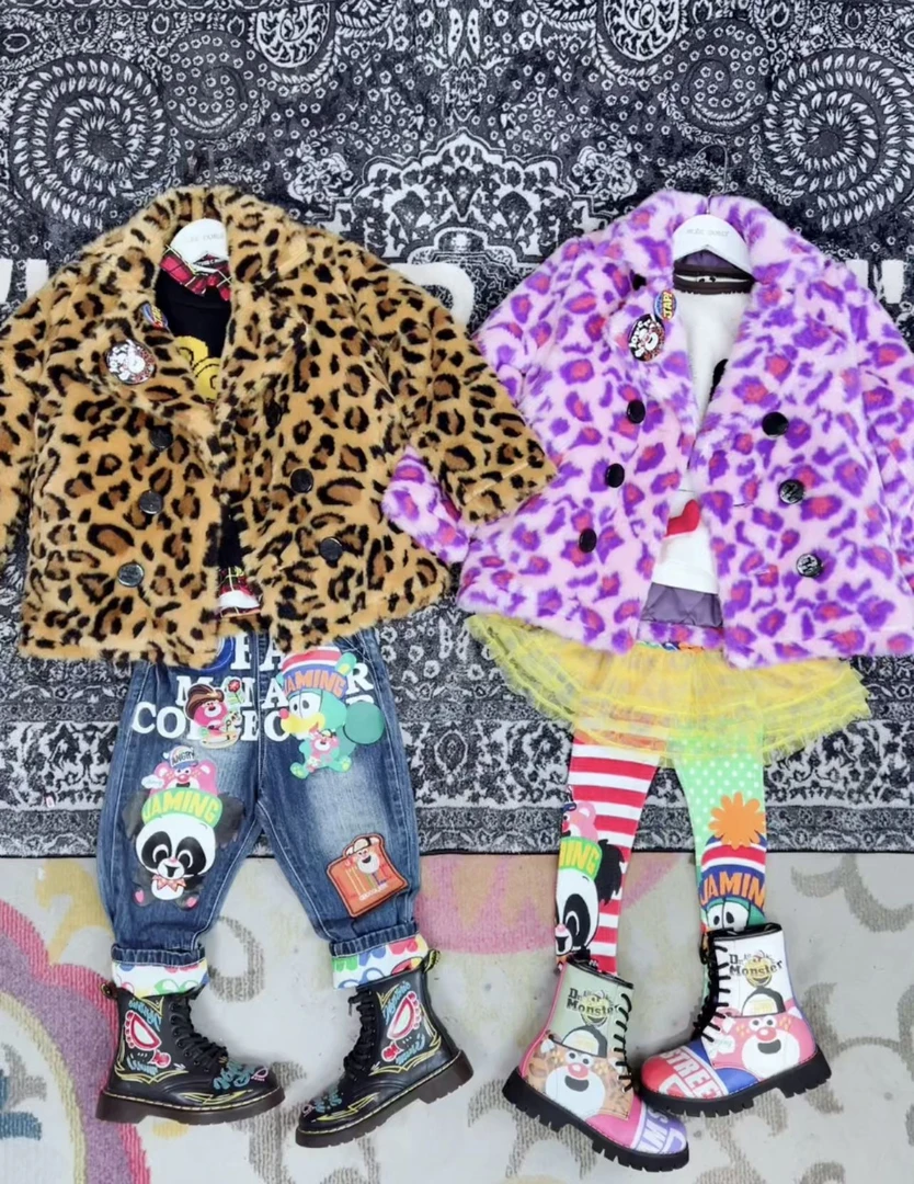 TOMATO家 日系潮牌童装 立体重工豹纹棉衣棉服